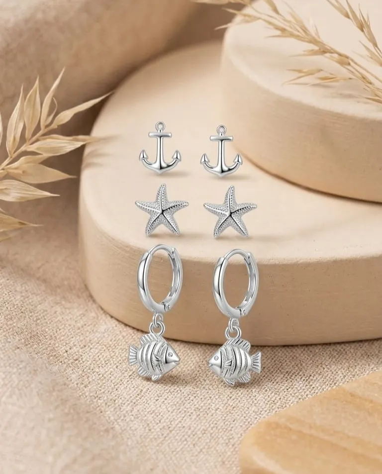 Trio de brincos do mar